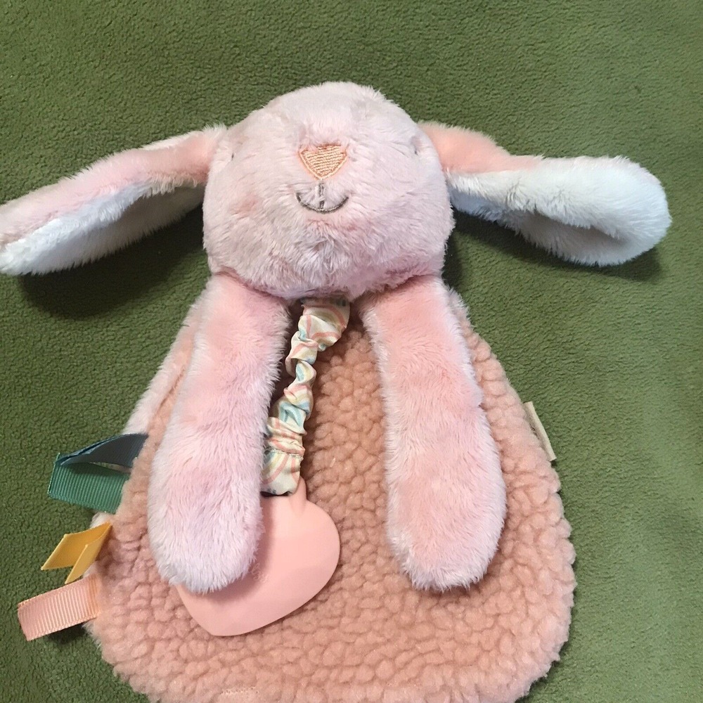 Itzy Ritzy Friends Lovey Plush w/ Silicone Teether Toy Pink Bunny Baby Girl "192